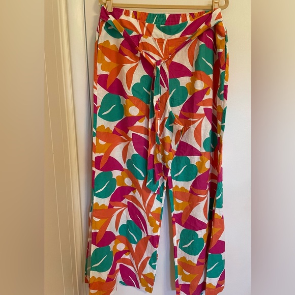 NWT New York & Co XL floral wide leg palazzo style linen Pants - Picture 1 of 7